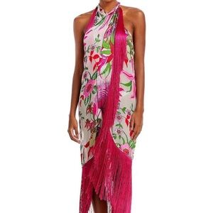 NWT Cult Gaia Bianca Fringe-Trim Convertible Coverup Dress
